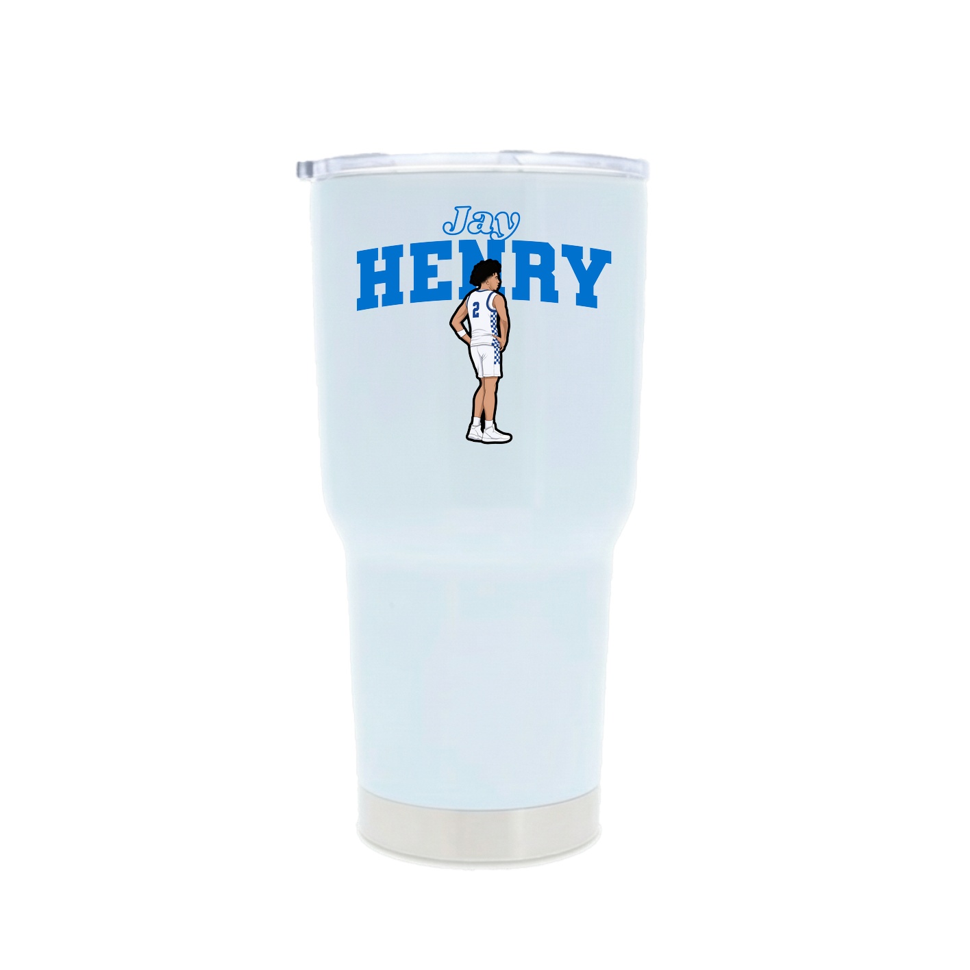 30oz Stainless Steel Tumbler — Name Arch in White