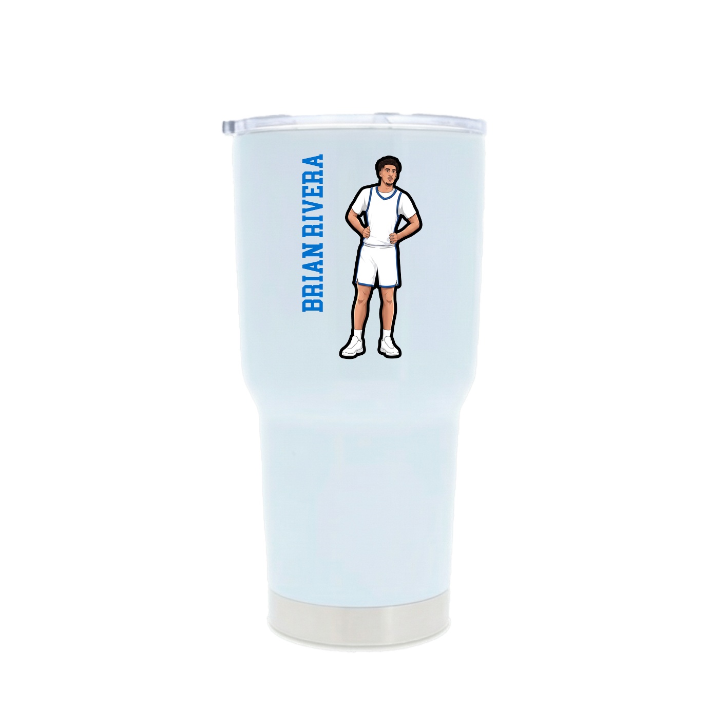 30oz Stainless Steel Tumbler — Name Vertical in White