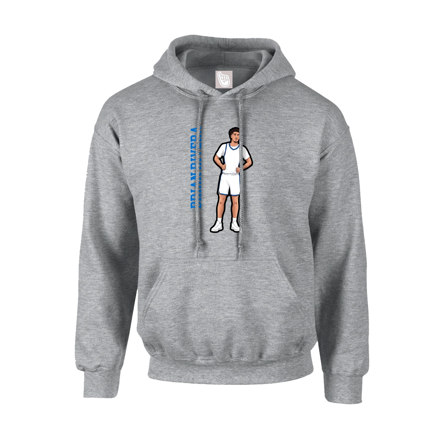 Youth Hoodie — Name Vertical in Grey