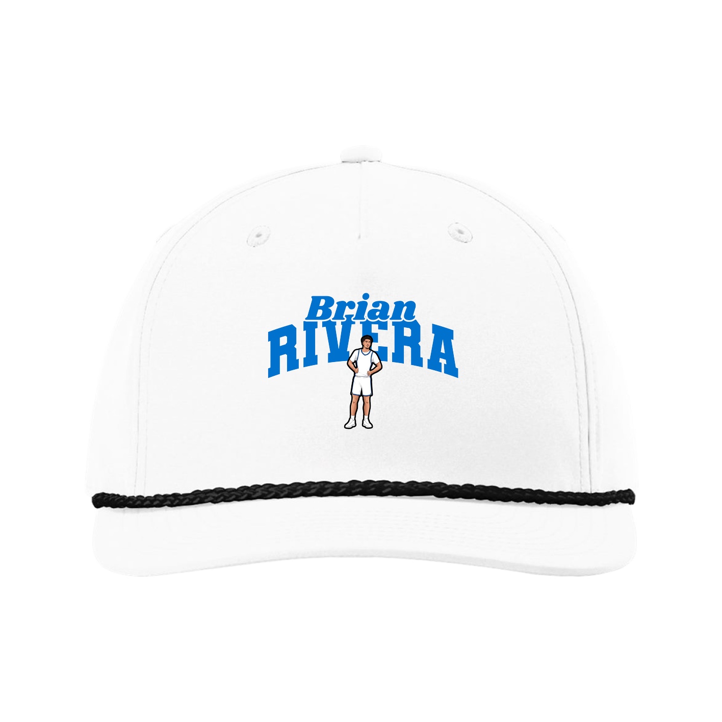 Five-Panel Classic Rope Cap — Signature Arch in White