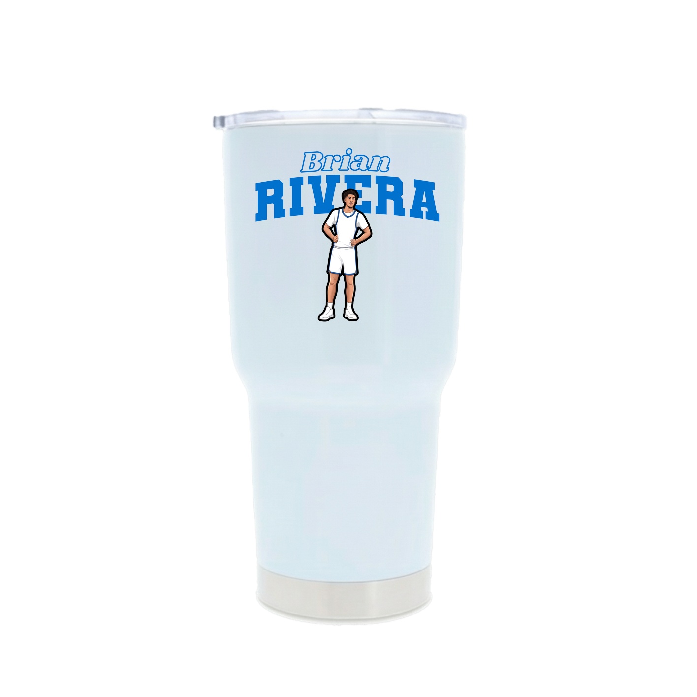 30oz Stainless Steel Tumbler — Name Arch in White