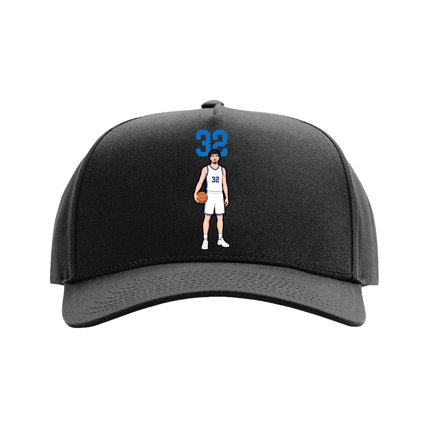 Full Fabric Five-Panel Champ Cap — Number Top in Black