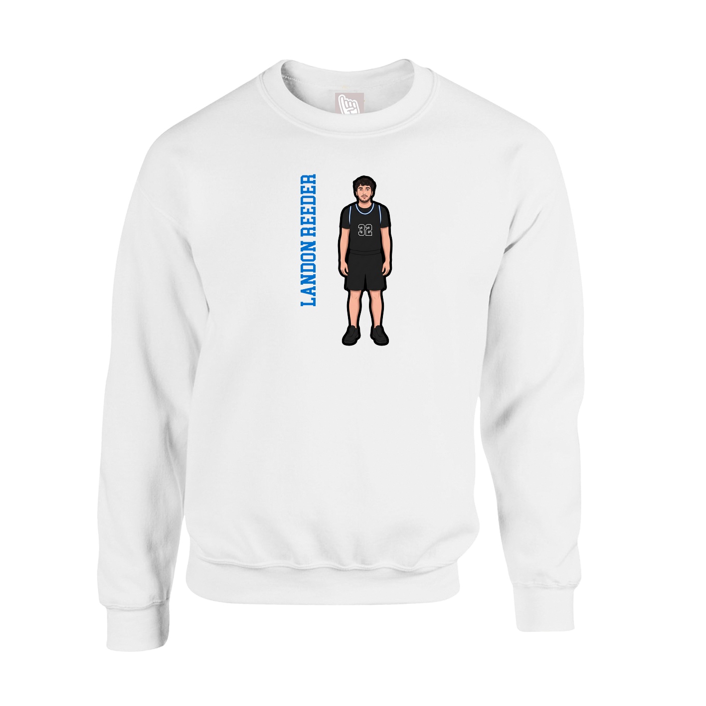 Fleece Crew — Name Vertical in White