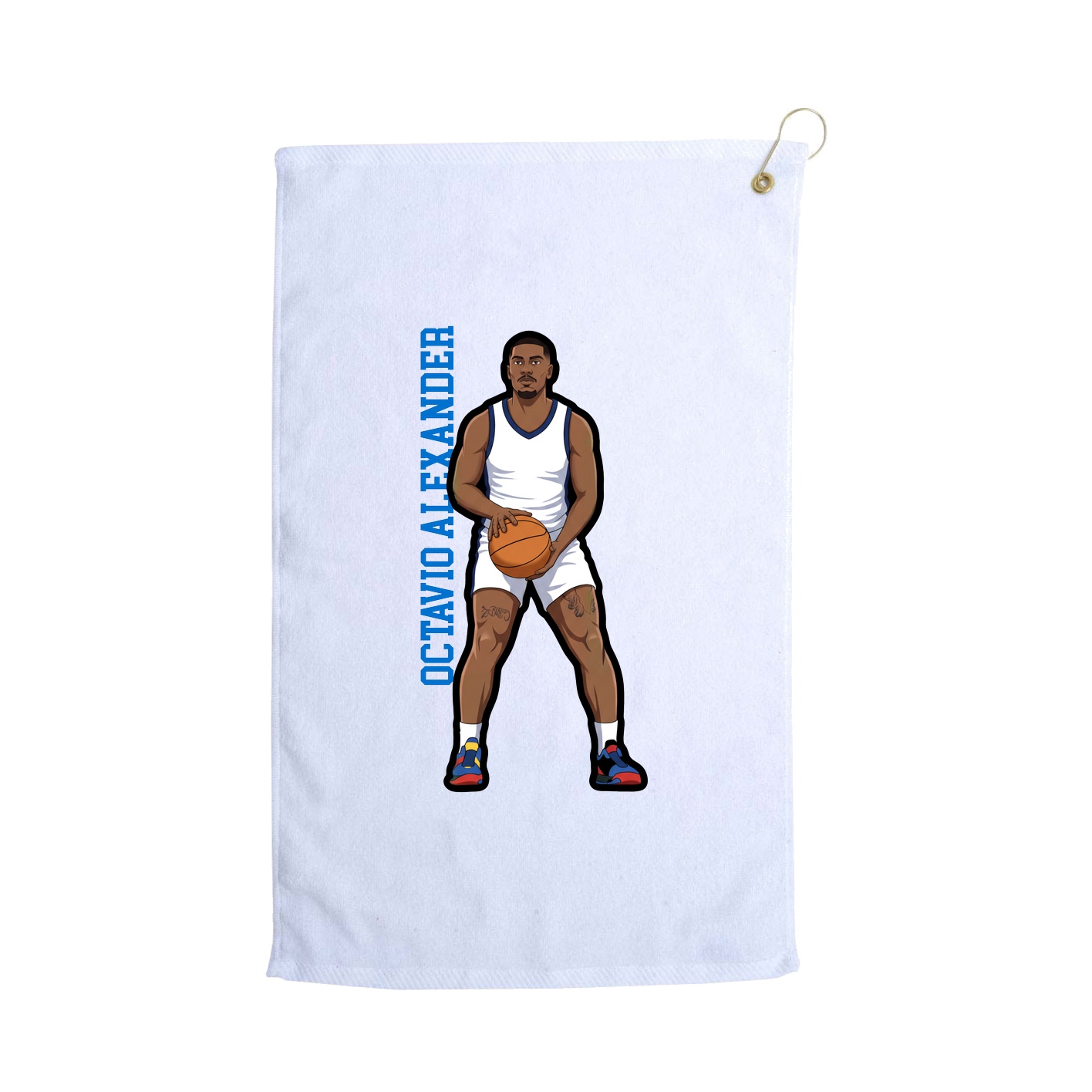 Golf Towel — Name Vertical in White