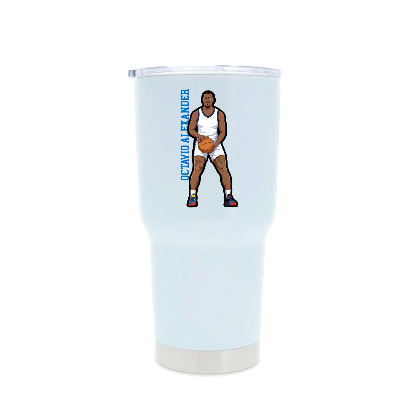 30oz Stainless Steel Tumbler — Name Vertical in White