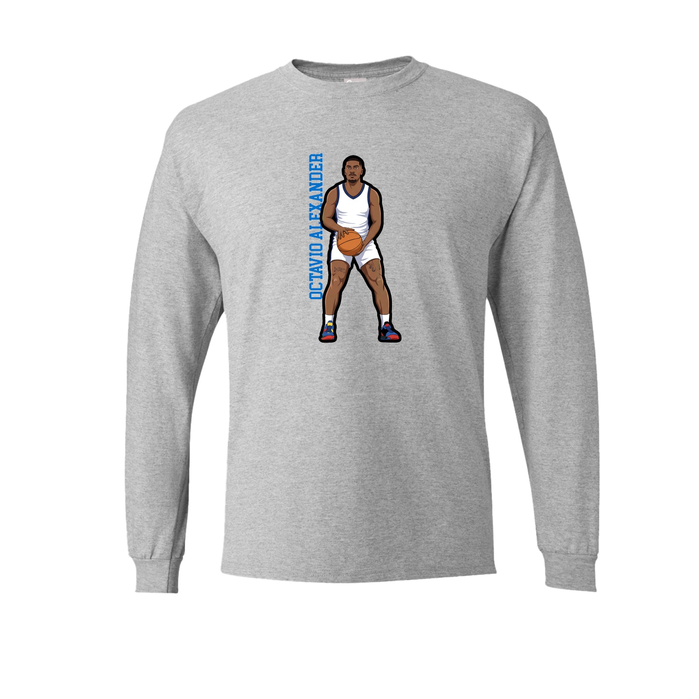 Long Sleeve Tee — Name Vertical in Grey