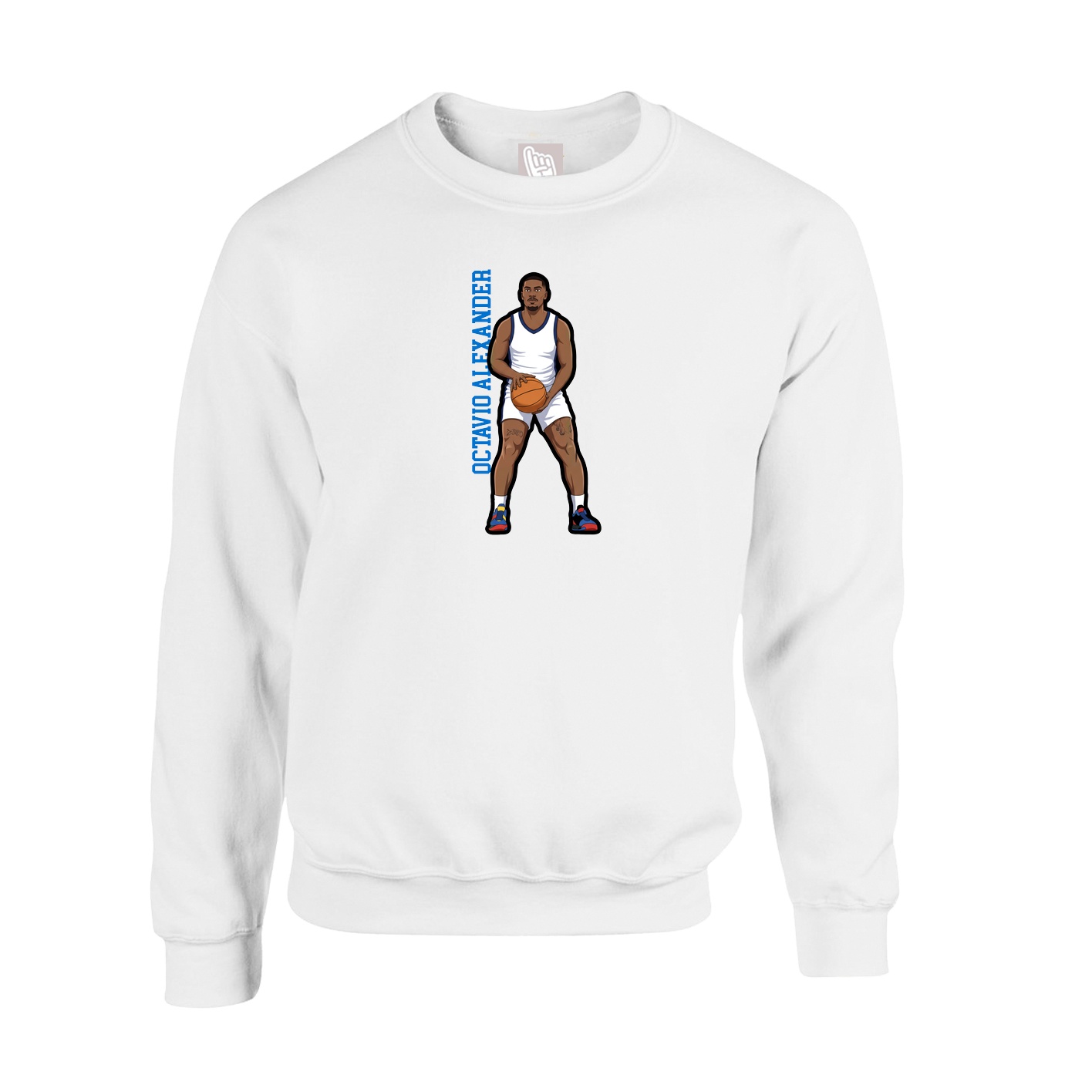 Fleece Crew — Name Vertical in White