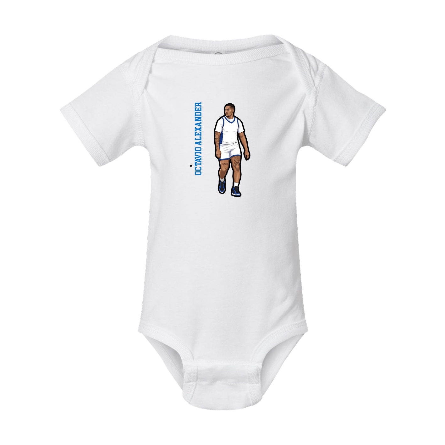 Baby Onesie — Name Vertical in White