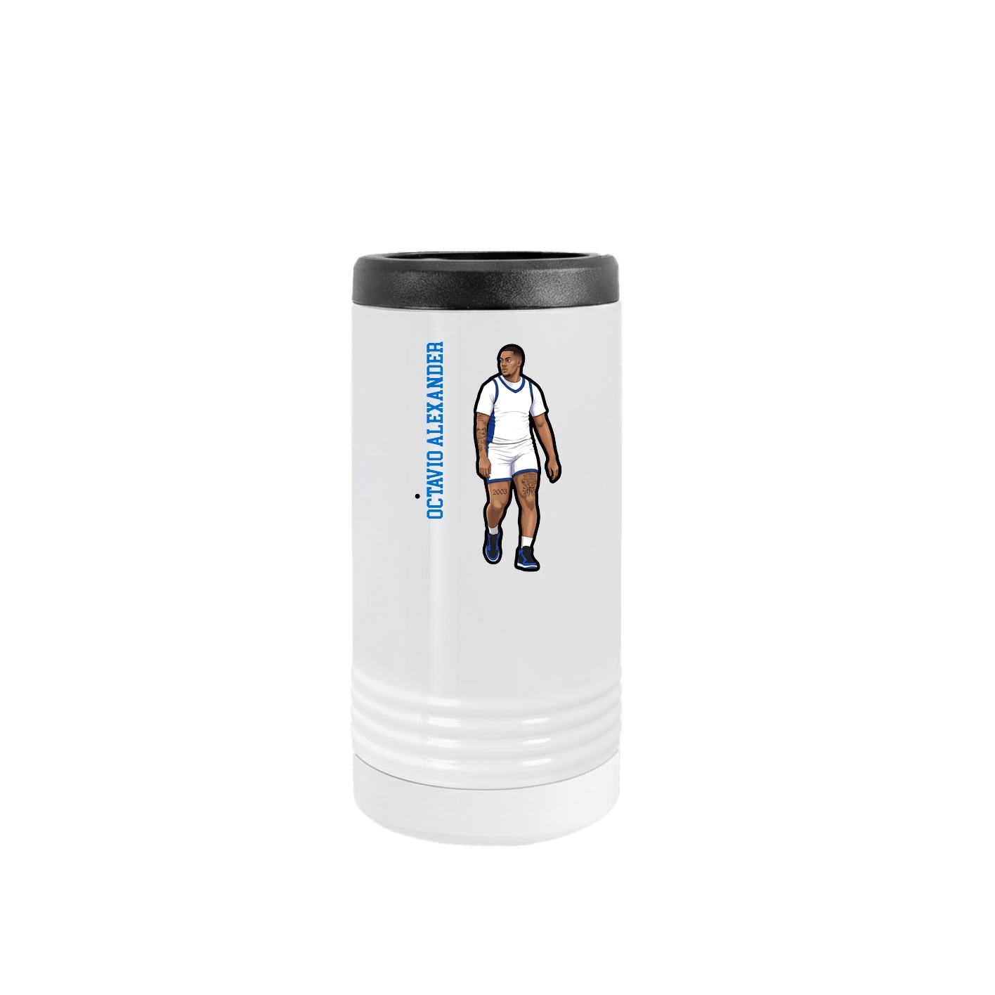 Slim Beverage Holder — Name Vertical in White