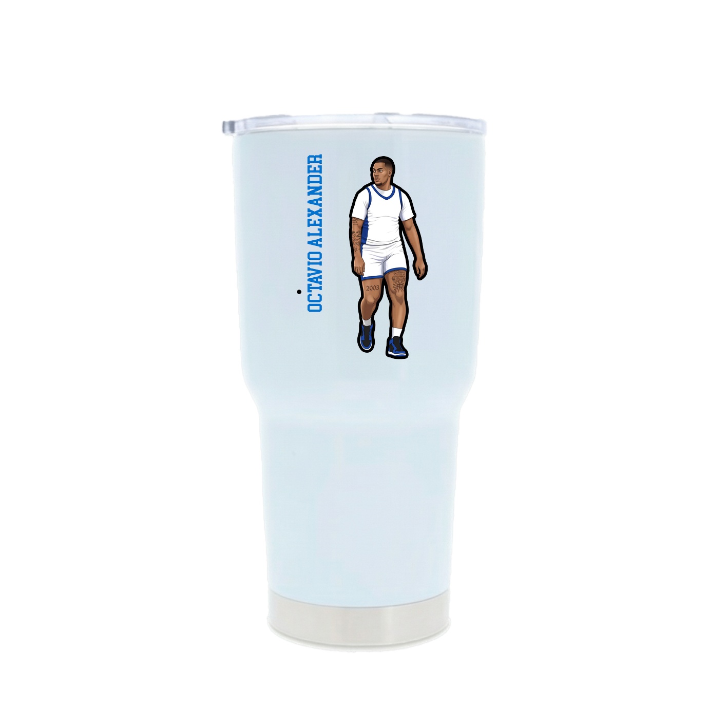 30oz Stainless Steel Tumbler — Name Vertical in White