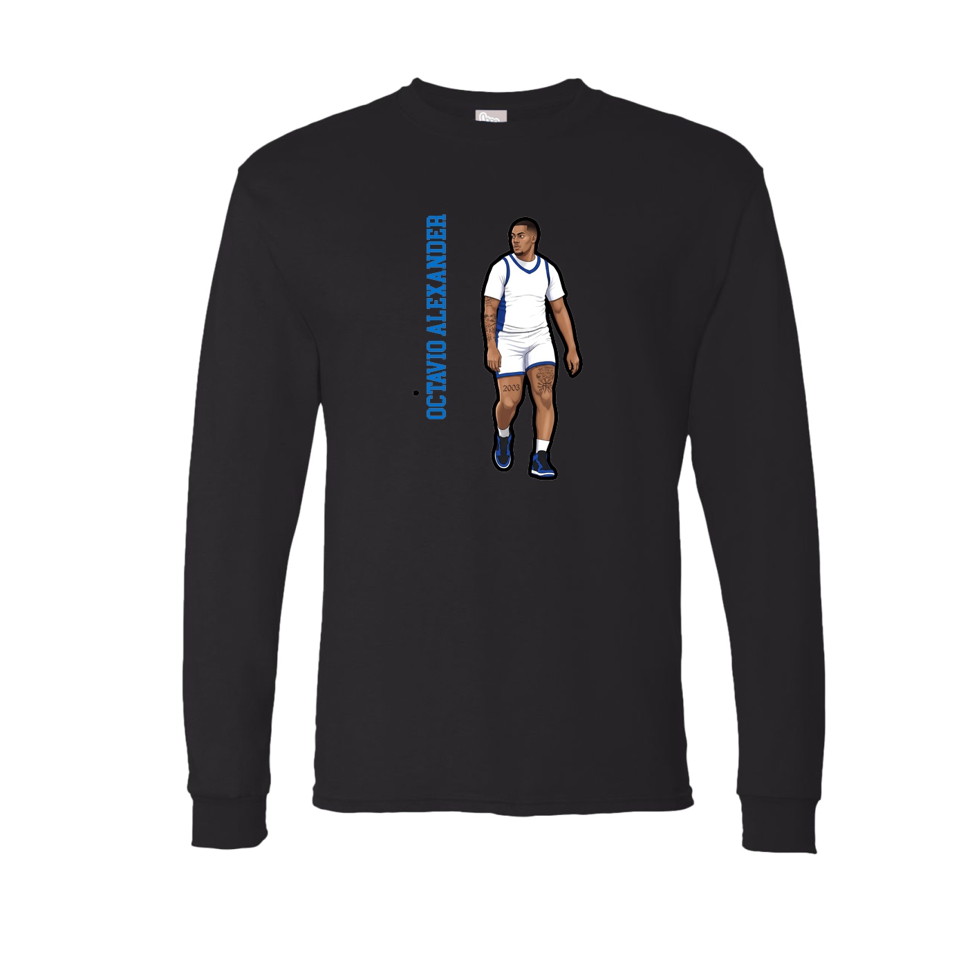 Long Sleeve Tee — Name Vertical in Black