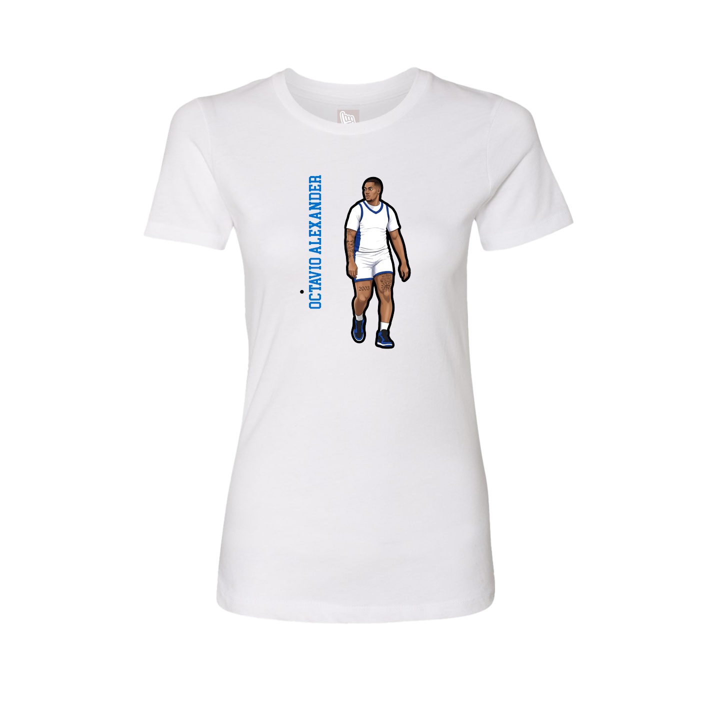 Fitted Women's Tee — Name Vertical in White