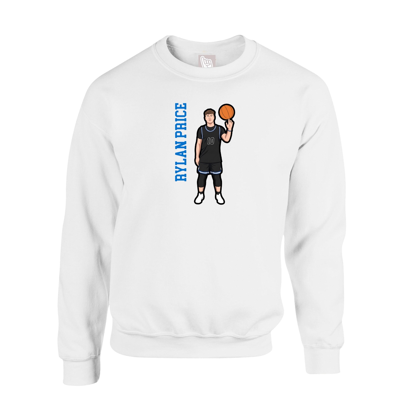 Fleece Crew — Name Vertical in White
