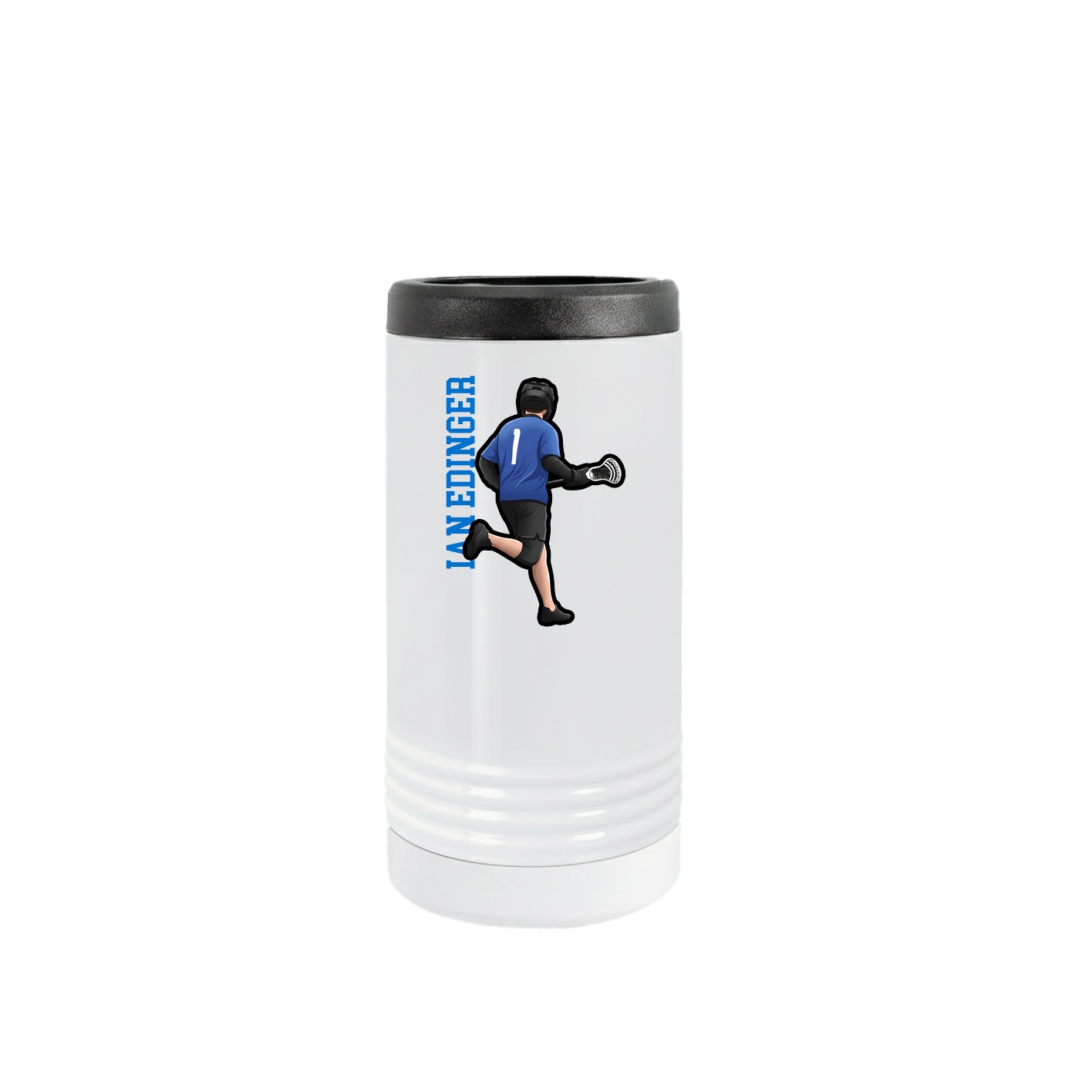 Slim Beverage Holder — Name Vertical in White