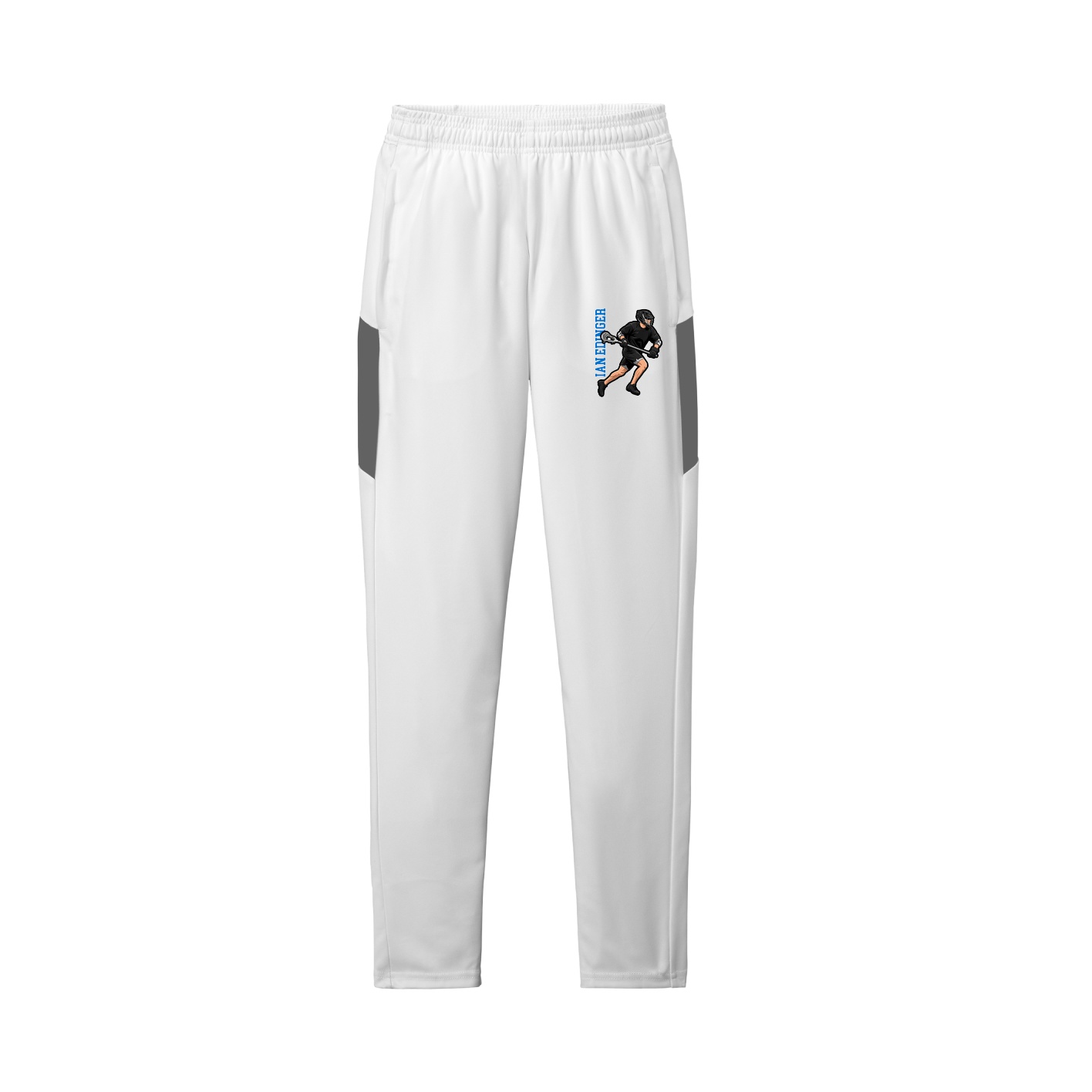 Team Travel Pant — Name Vertical in White/Grey