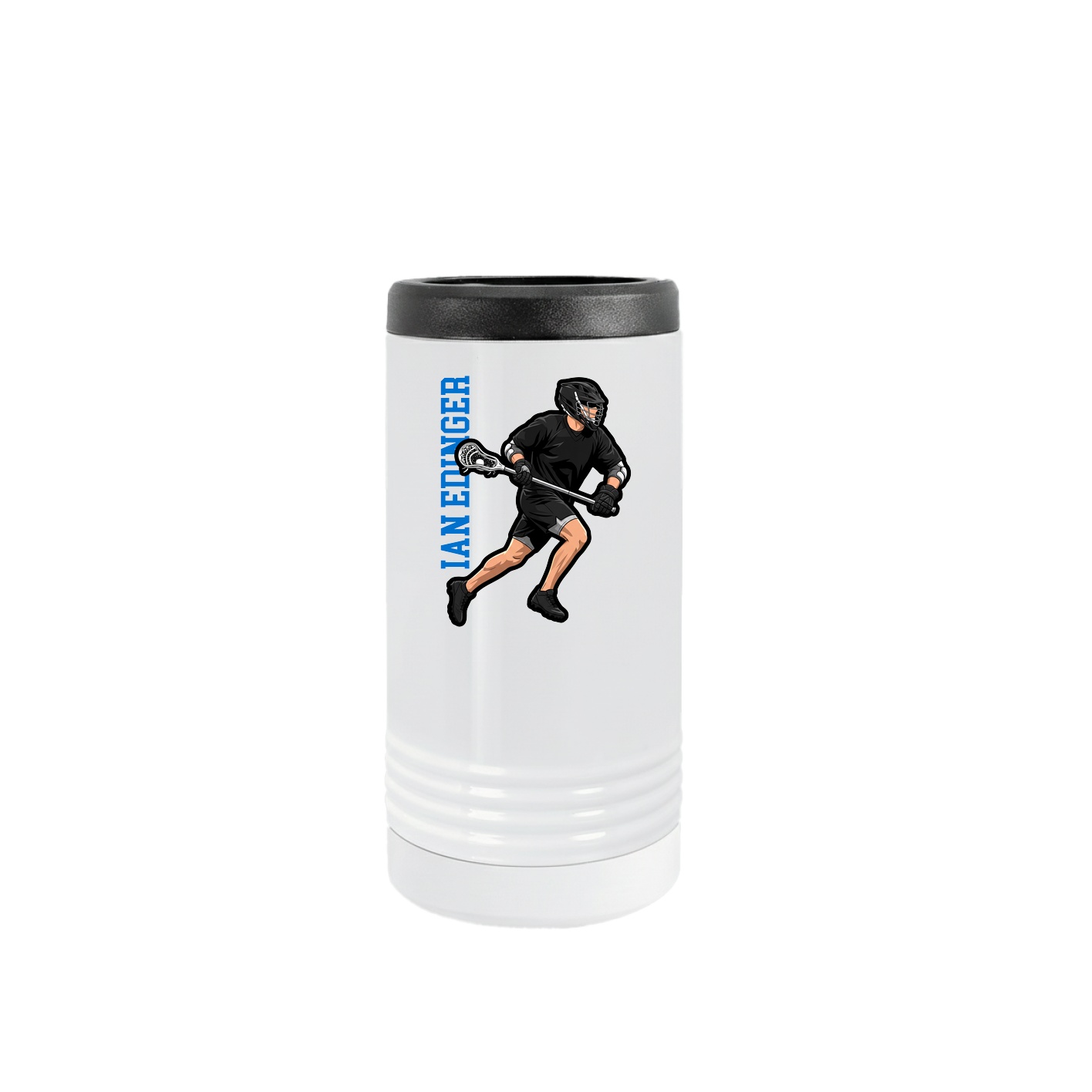 Slim Beverage Holder — Name Vertical in White