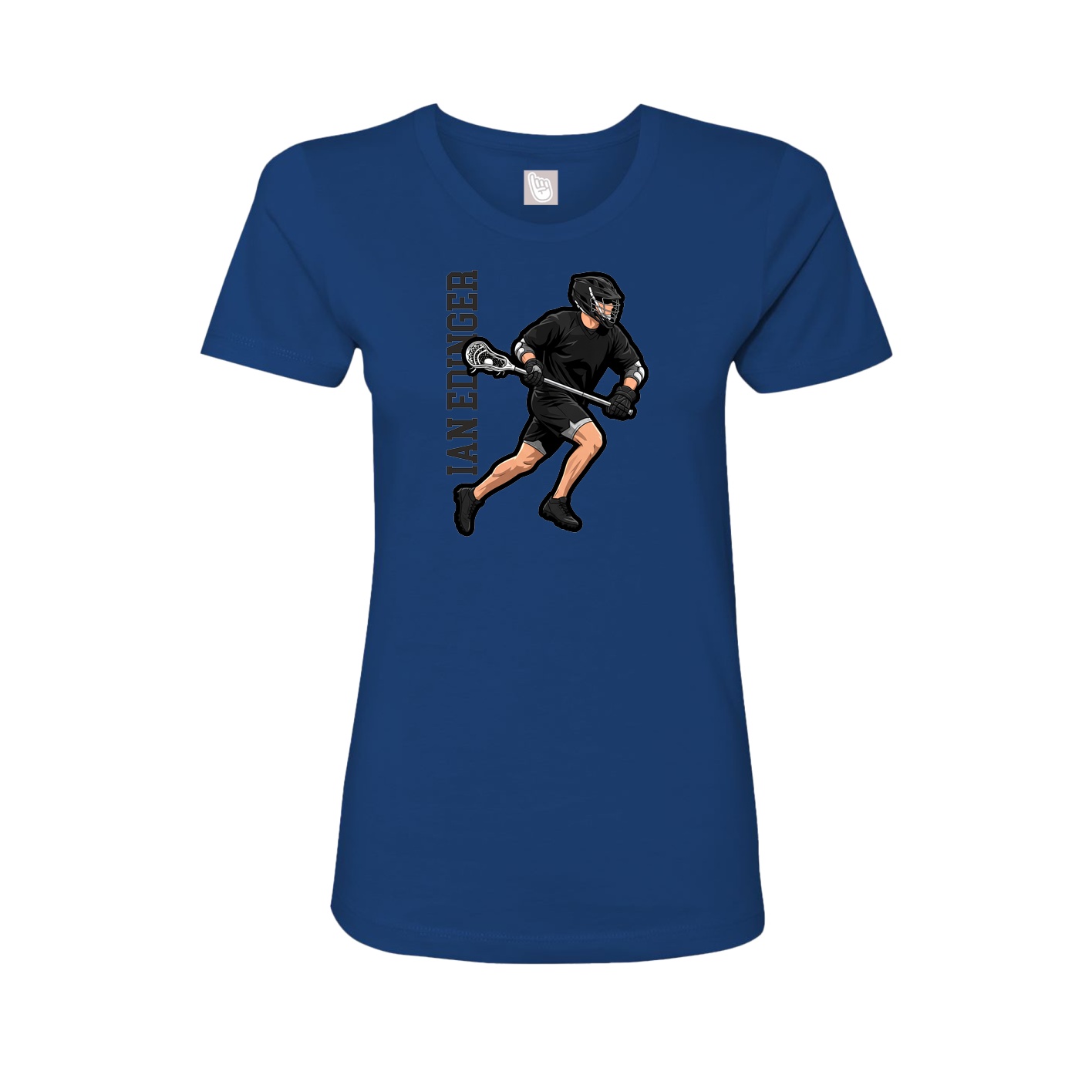 Fitted Women's Tee — Name Vertical in Royal