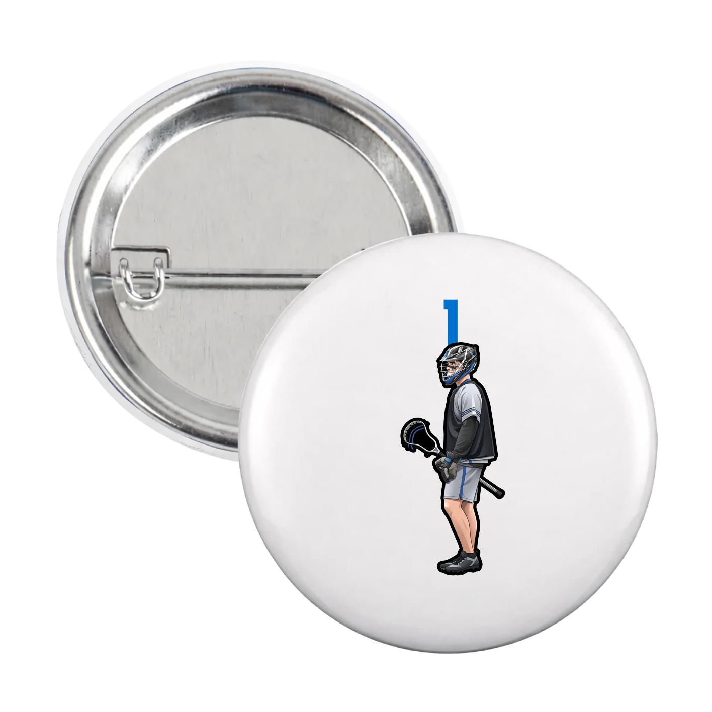 Game Day Button — Number Top in White