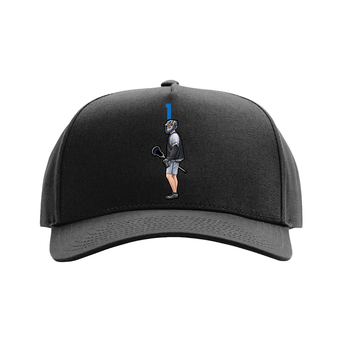 Full Fabric Five-Panel Champ Cap — Number Top in Black