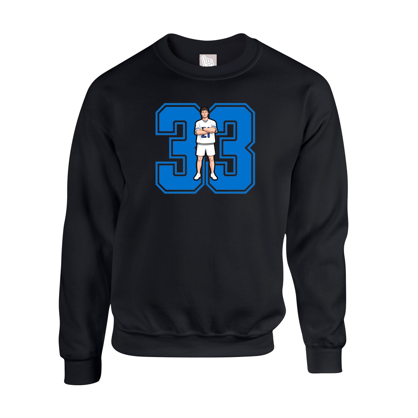 Fleece Crew — Number in Black