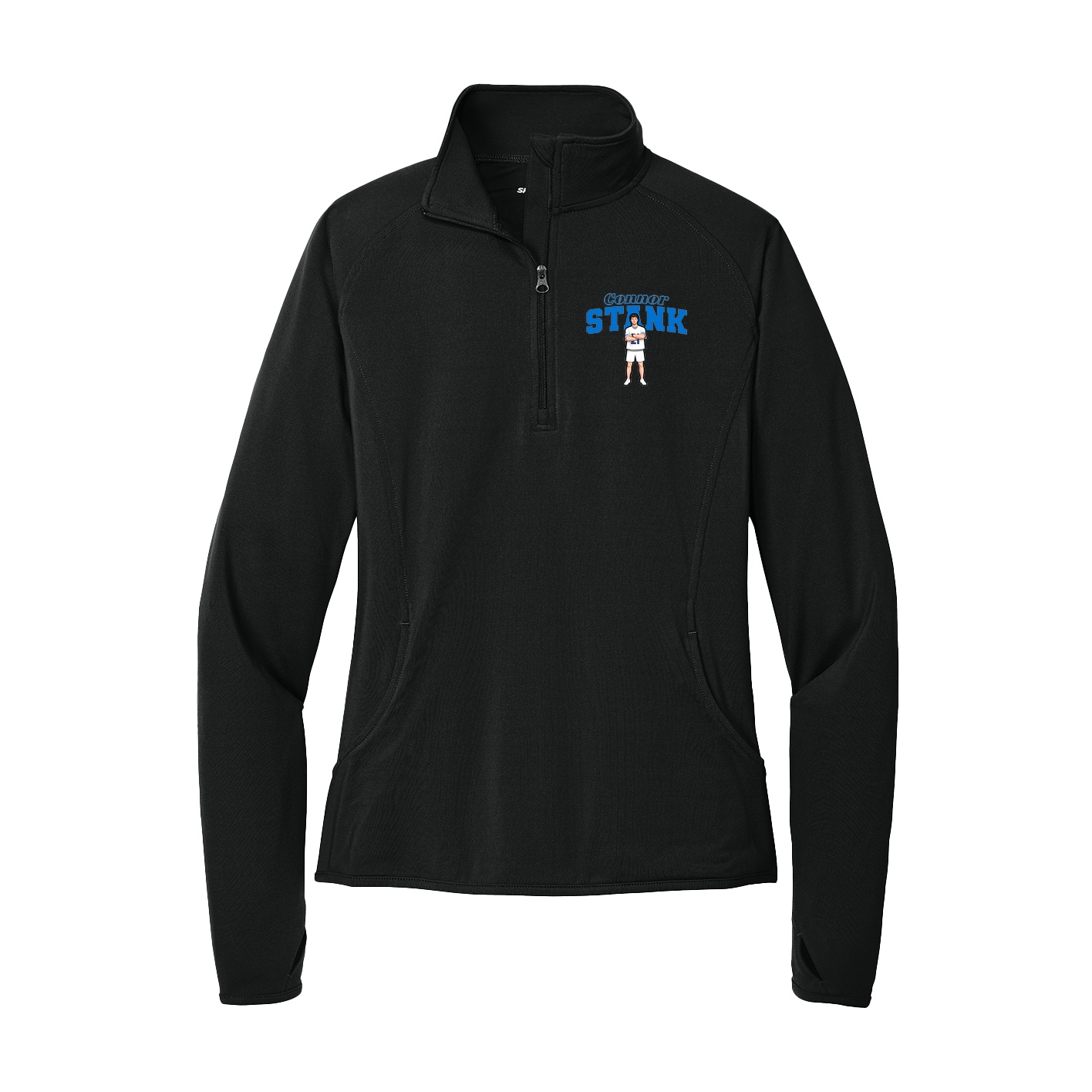 Women's Q-Zip Pullover — Name Arch in Black