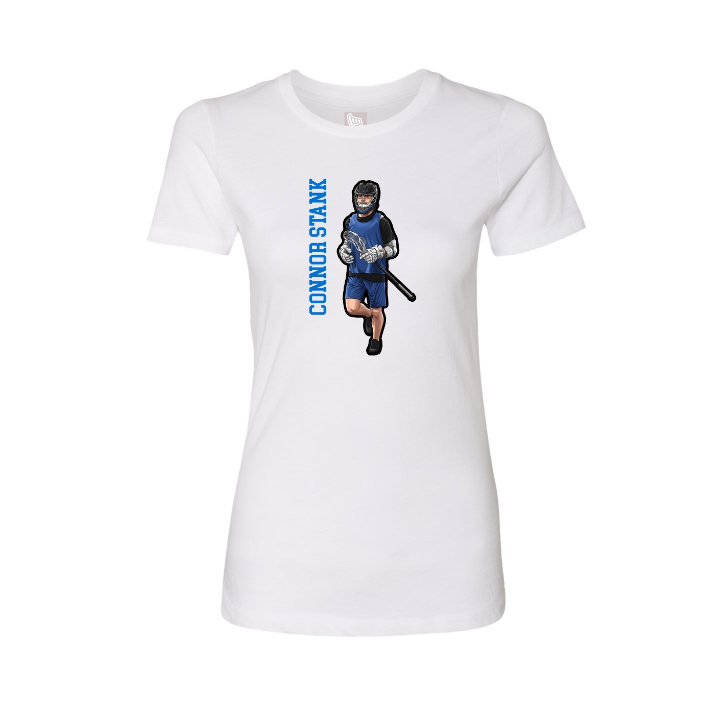 Fitted Women's Tee — Name Vertical in White