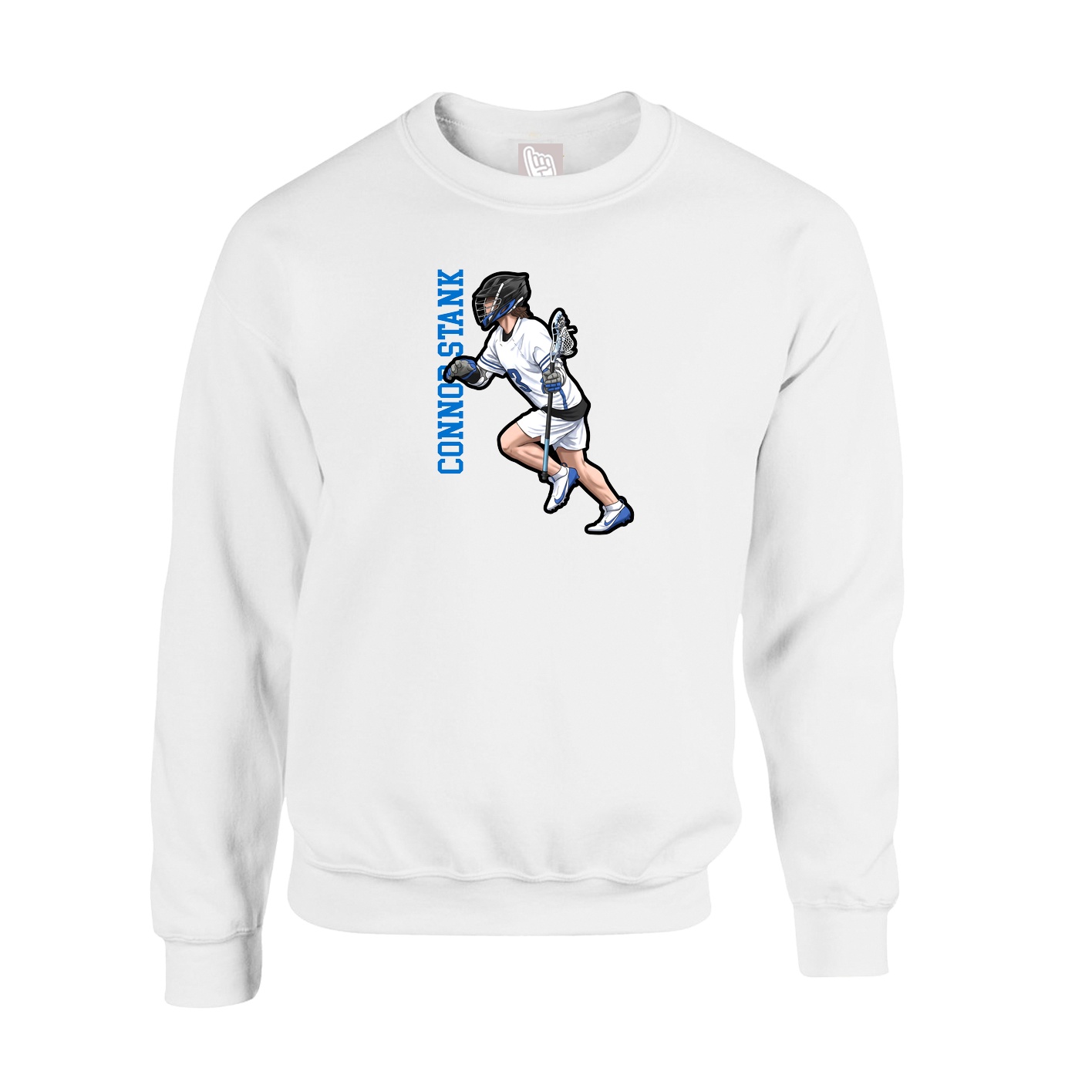 Fleece Crew — Name Vertical in White