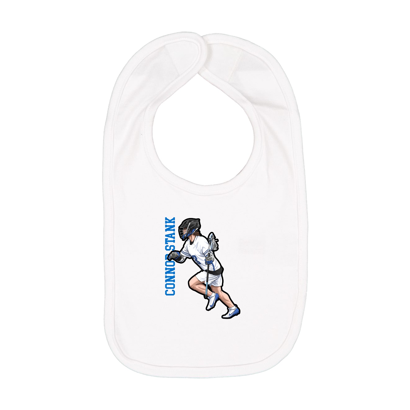 Infant Bib — Name Vertical in White
