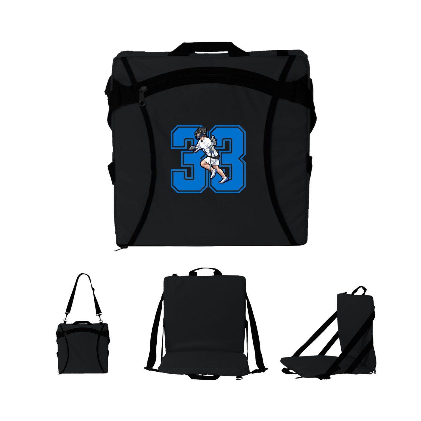 Folding Stadium Seat — Number in Black