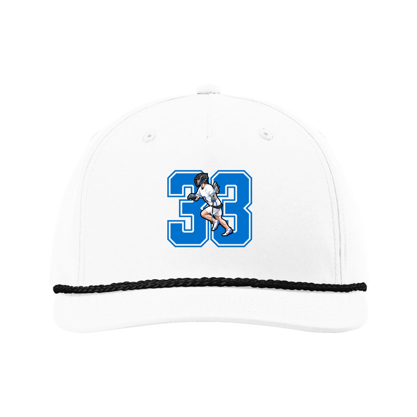 Five-Panel Classic Rope Cap — Number in White