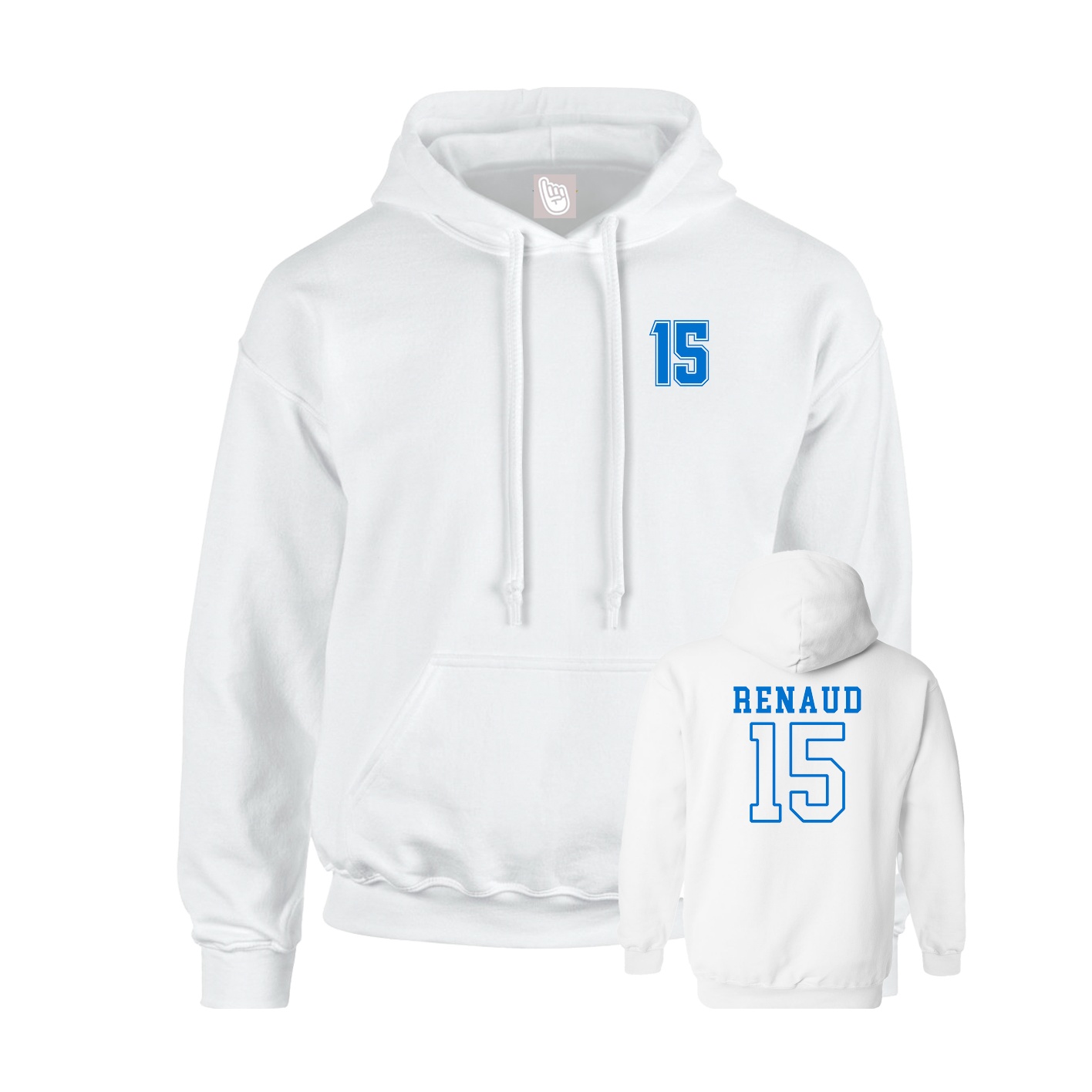 Youth Hoodie — Chest Back in White