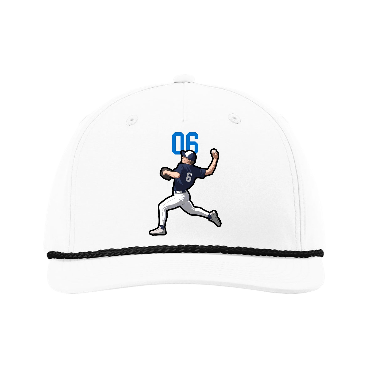 Five-Panel Classic Rope Cap — Number Top in White