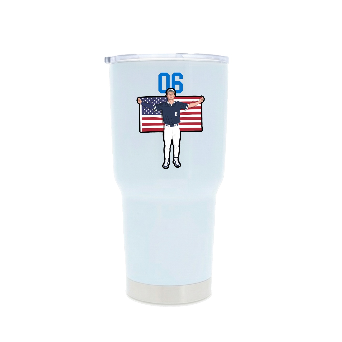 30oz Stainless Steel Tumbler — Number Top in White