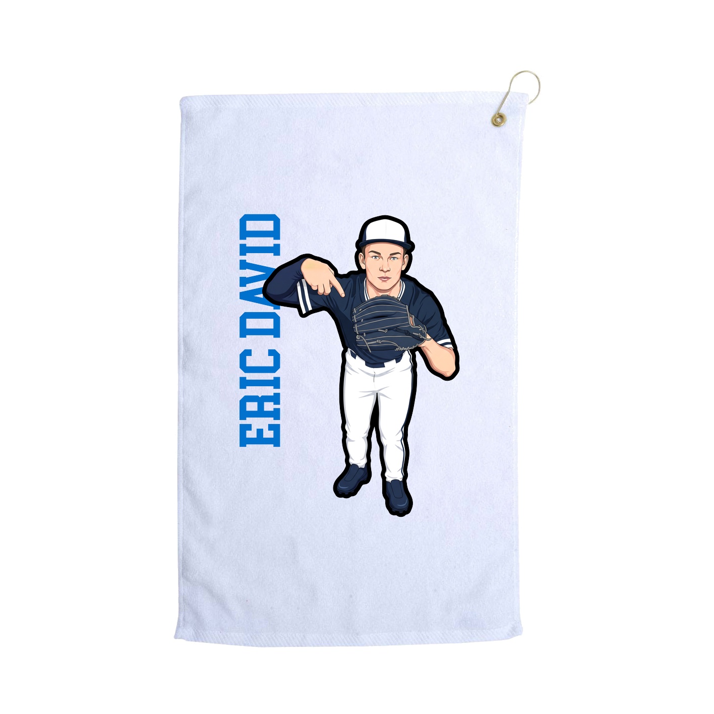 Golf Towel — Name Vertical in White