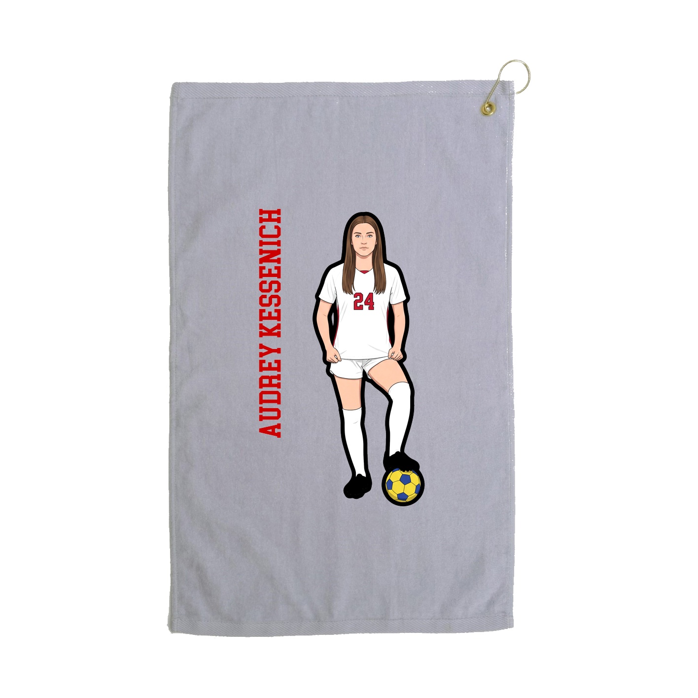 Golf Towel — Name Vertical in Grey
