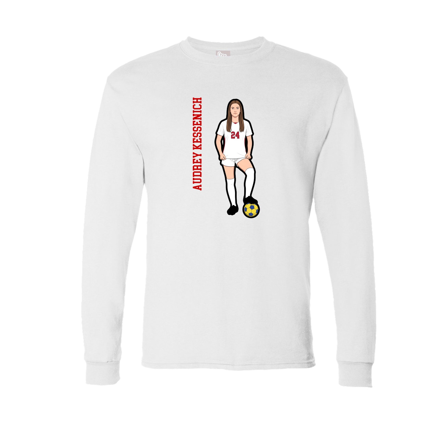 Long Sleeve Tee — Name Vertical in White