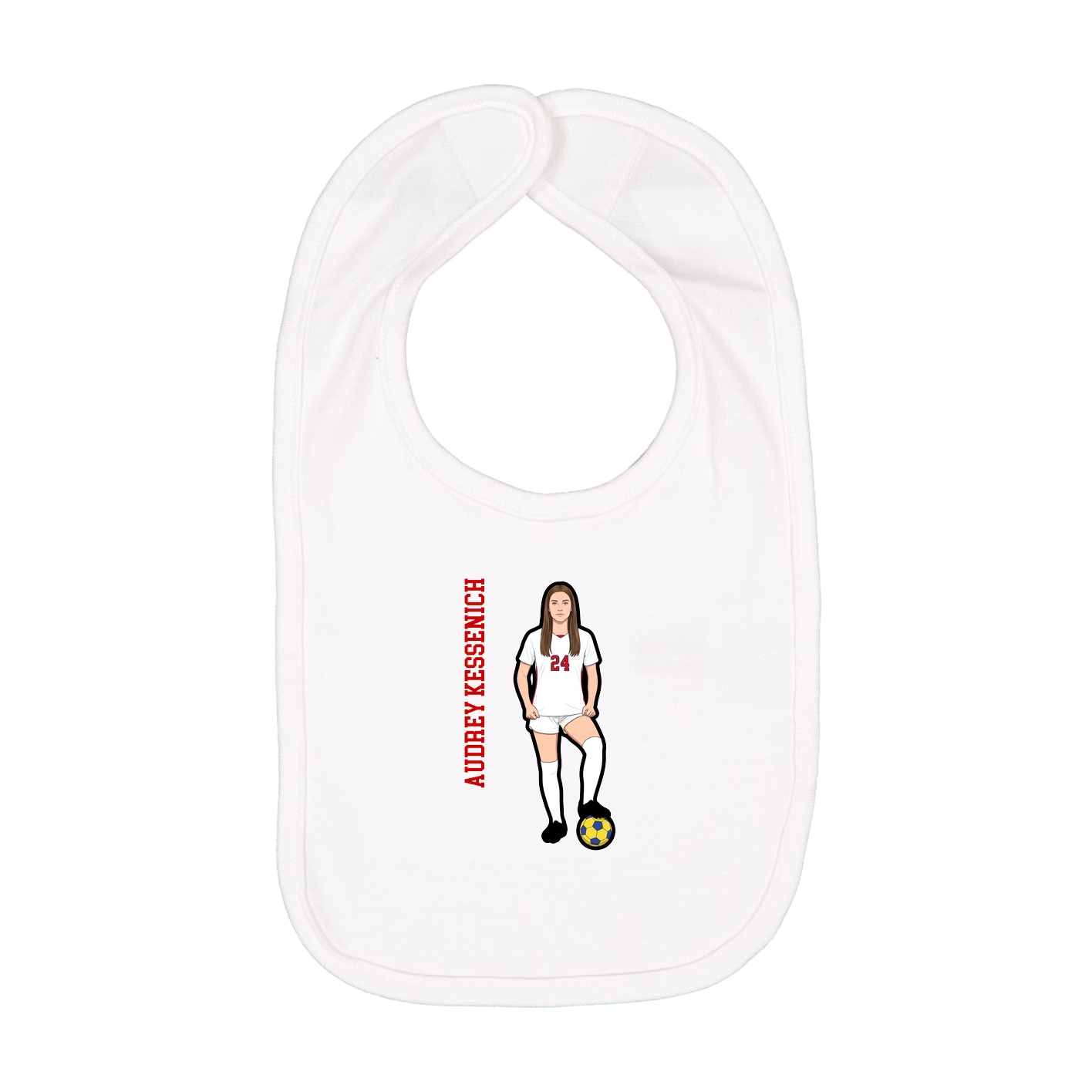 Infant Bib — Name Vertical in White