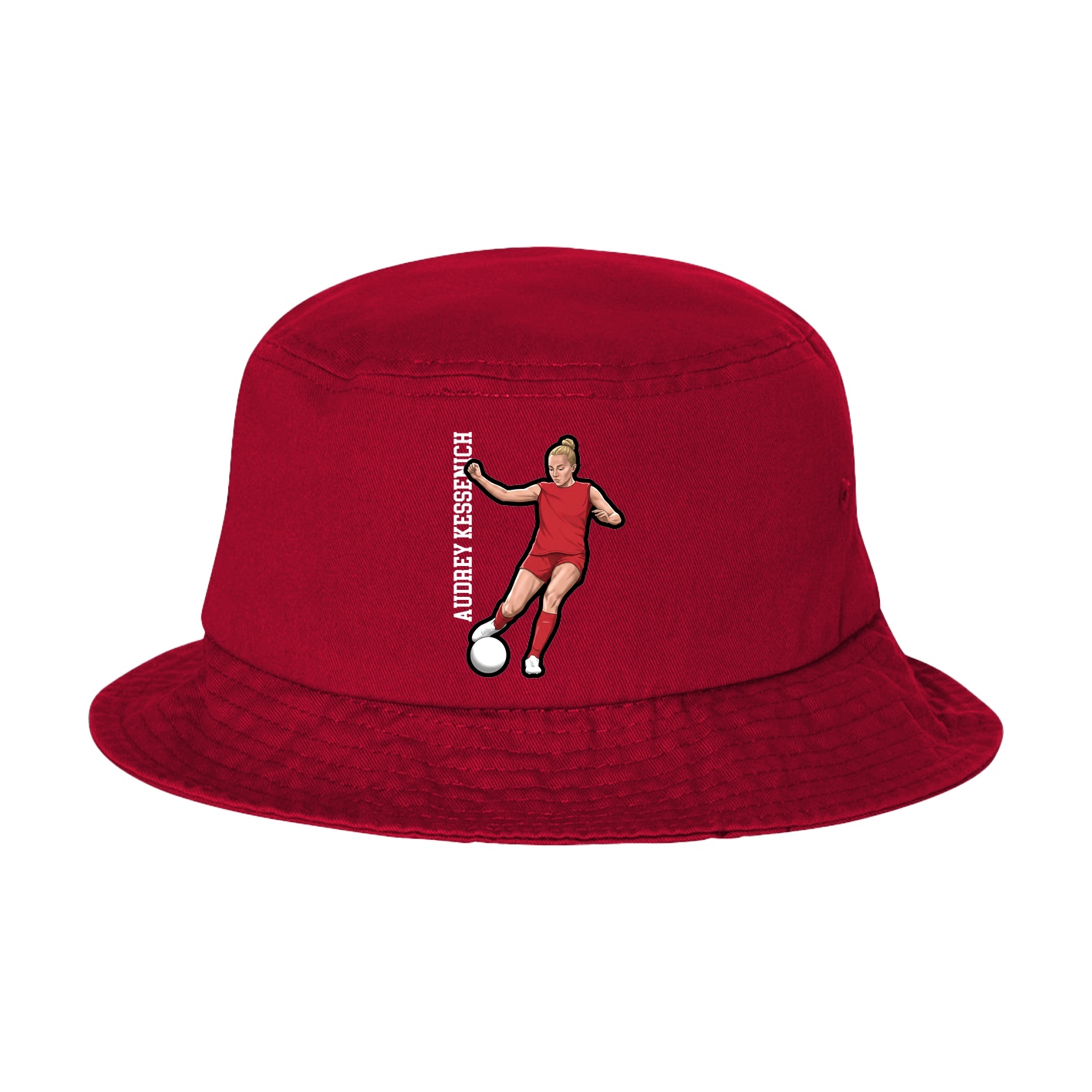 Bucket Cap — Name Vertical in Red