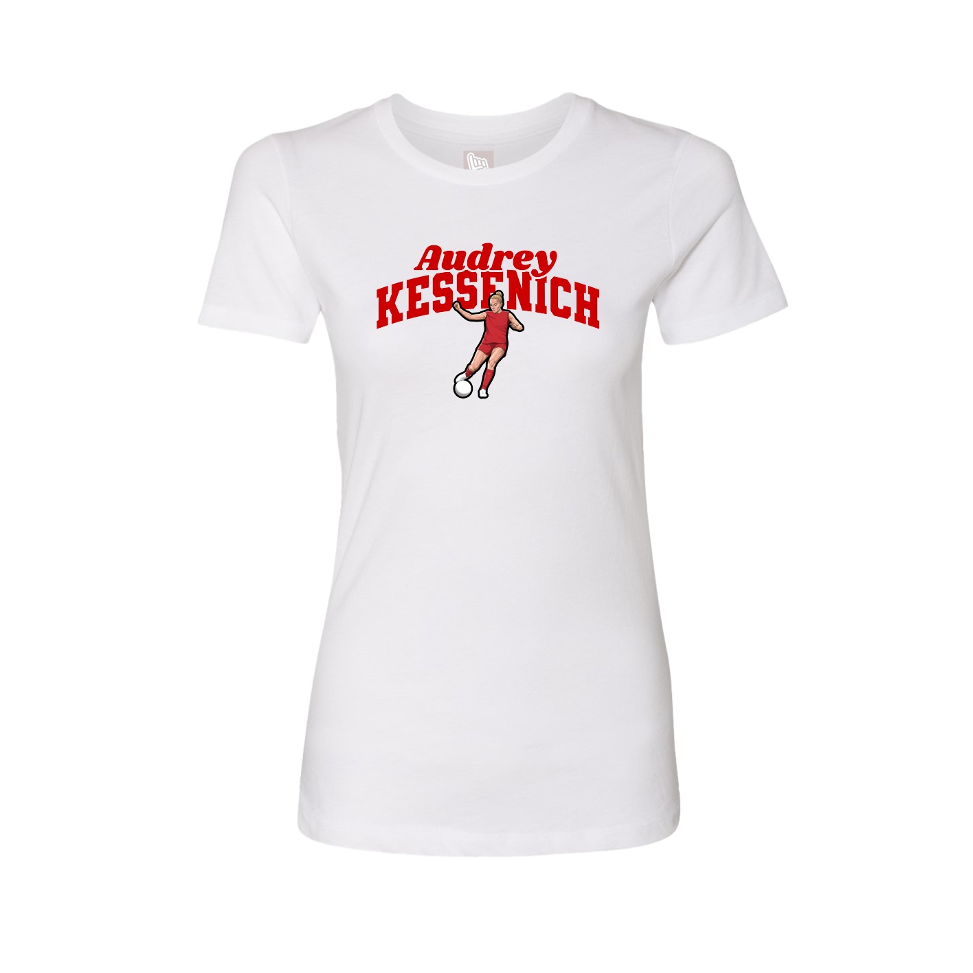 Fitted Women's Tee — Signature Arch in White