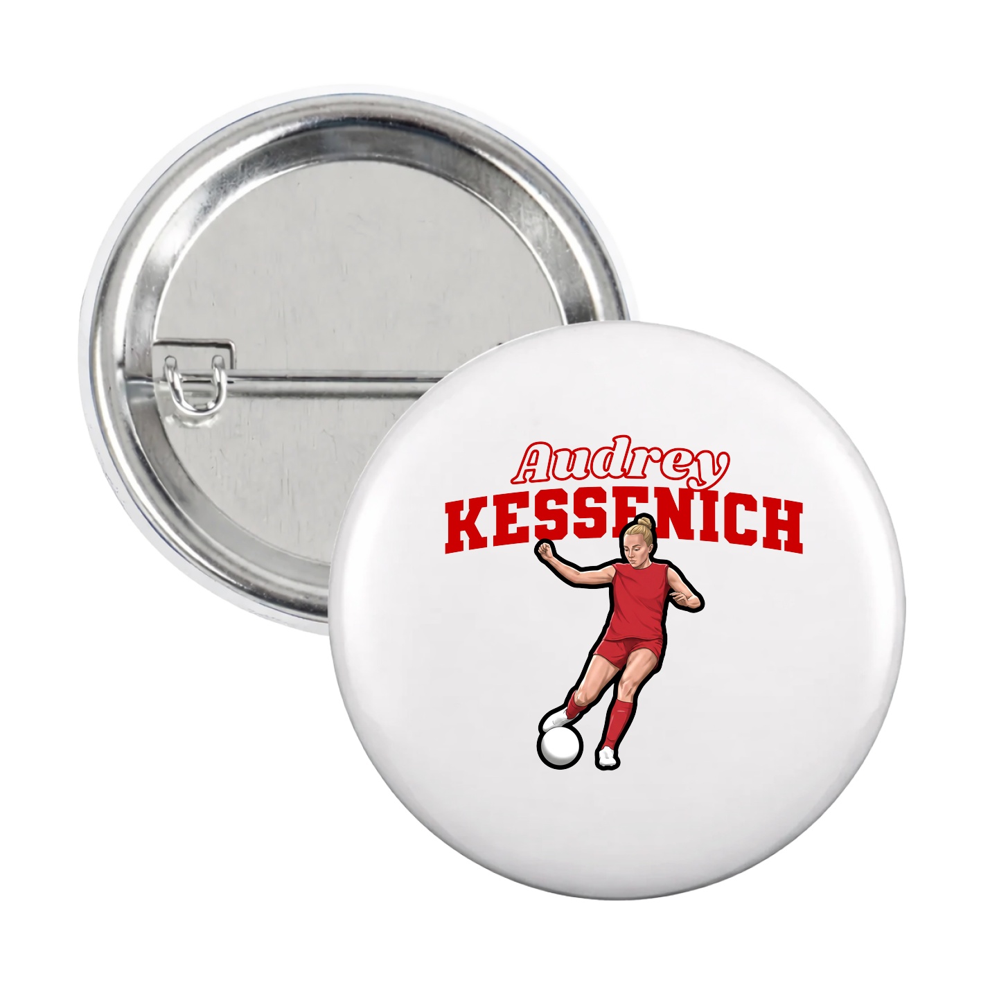 Game Day Button — Name Arch in White