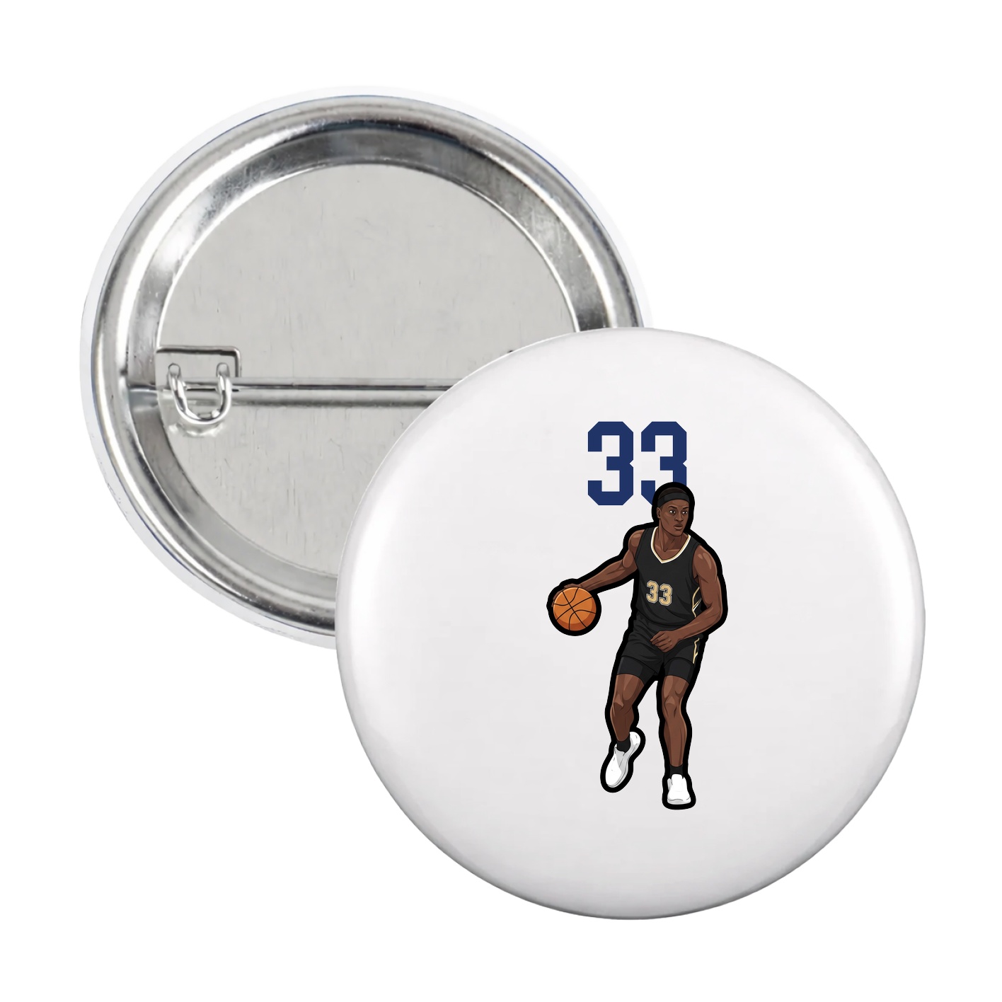 Game Day Button — Number Top in White