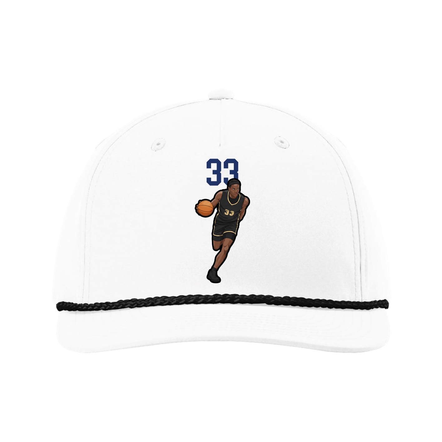 Five-Panel Classic Rope Cap — Number Top in White