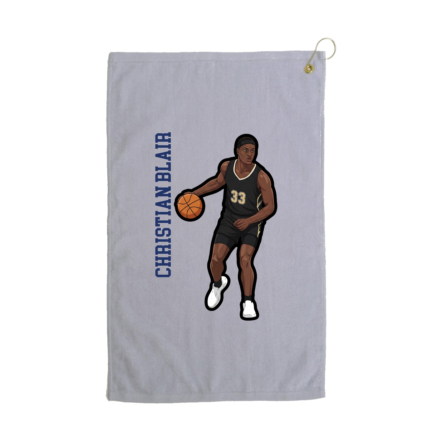 Golf Towel — Name Vertical in Grey