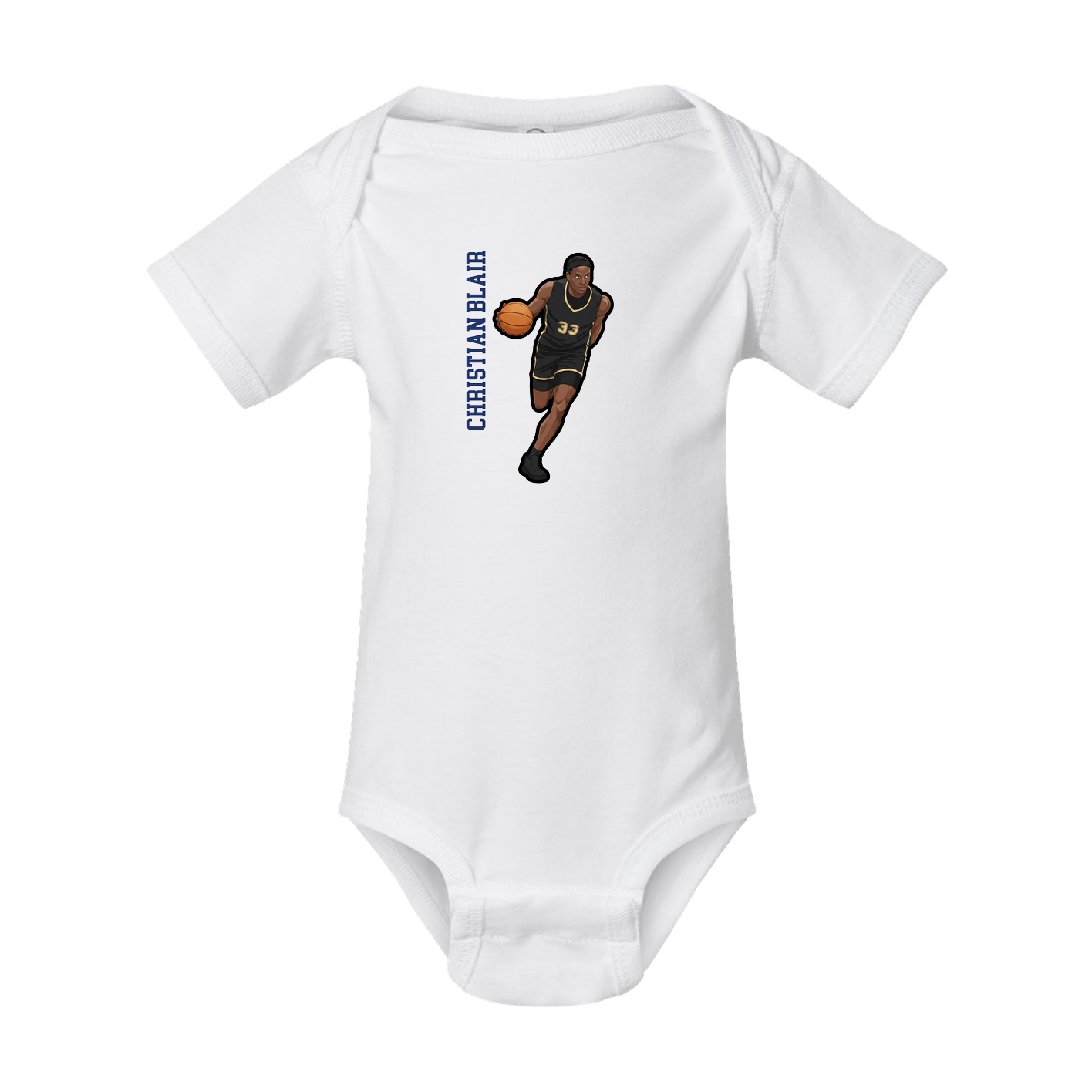 Baby Onesie — Name Vertical in White