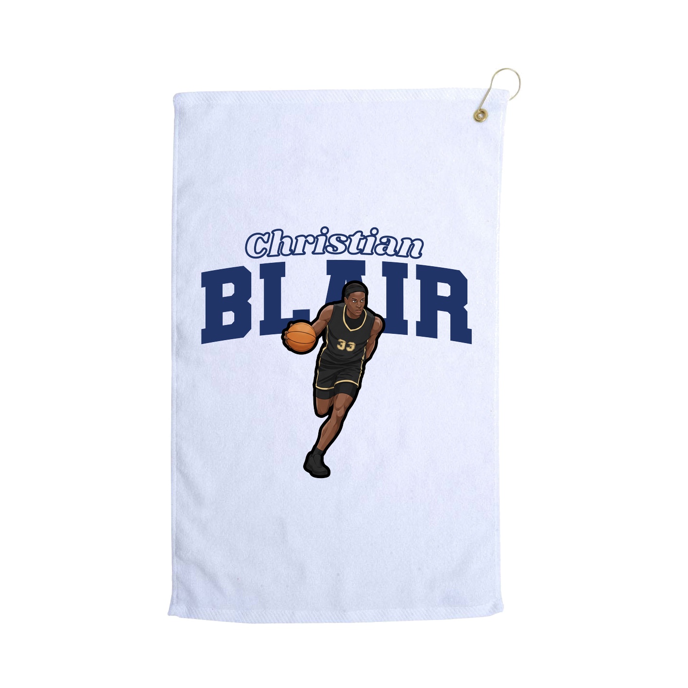 Golf Towel — Name Arch in White