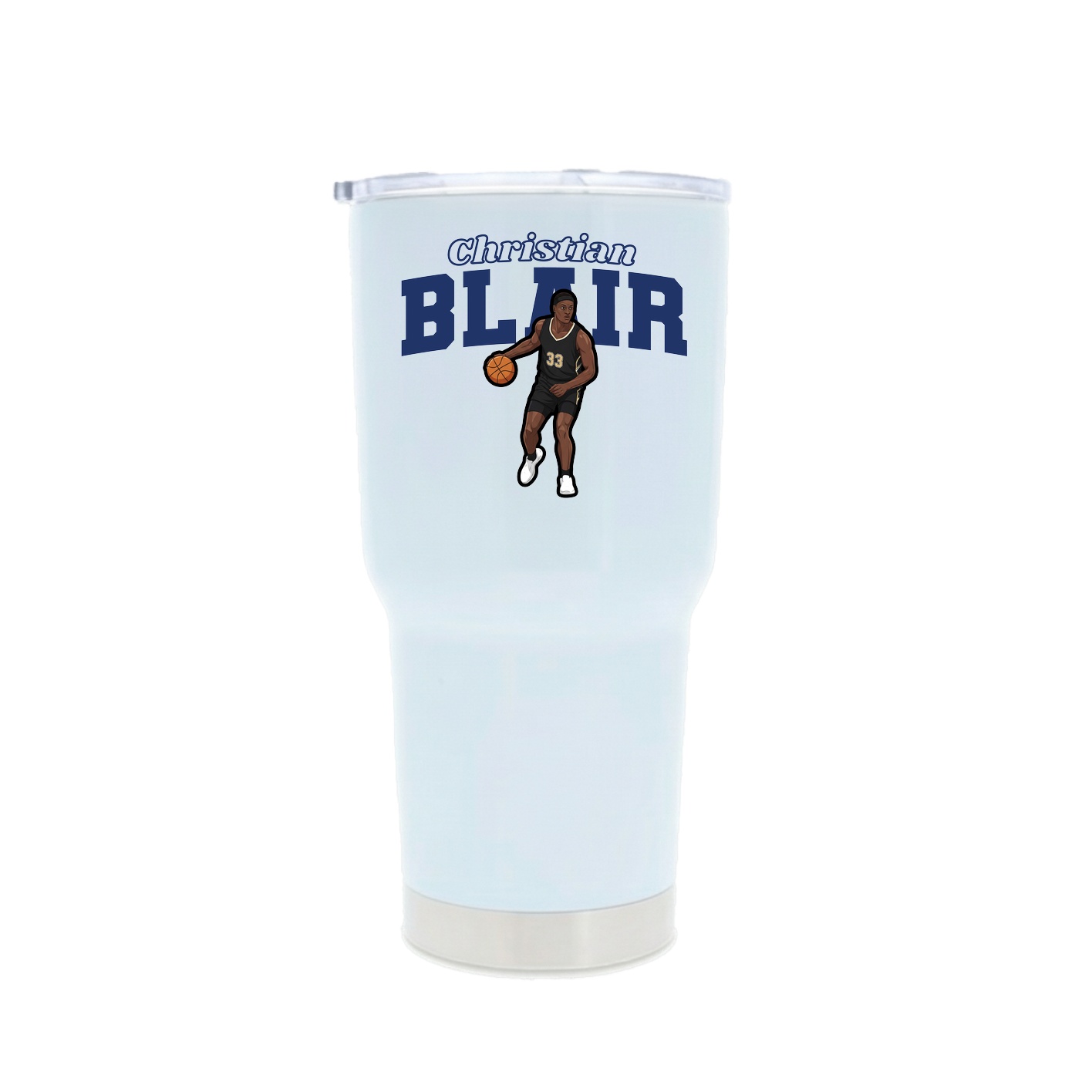 30oz Stainless Steel Tumbler — Name Arch in White