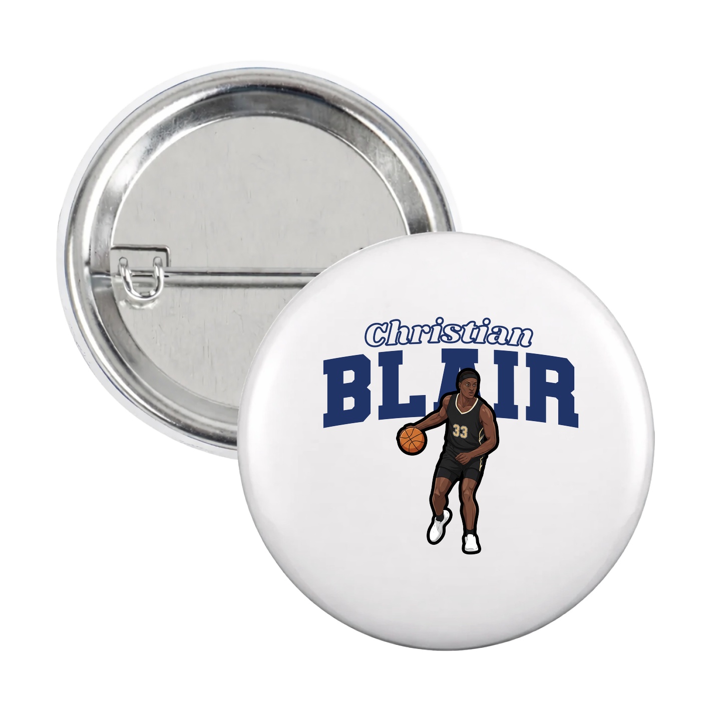 Game Day Button — Name Arch in White
