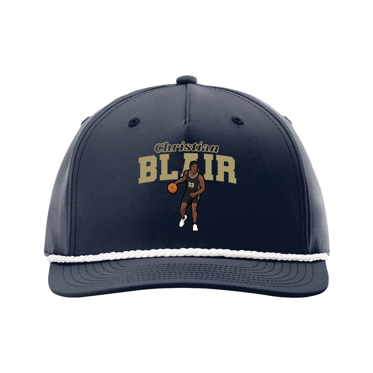 Five-Panel Classic Rope Cap — Name Arch in Navy