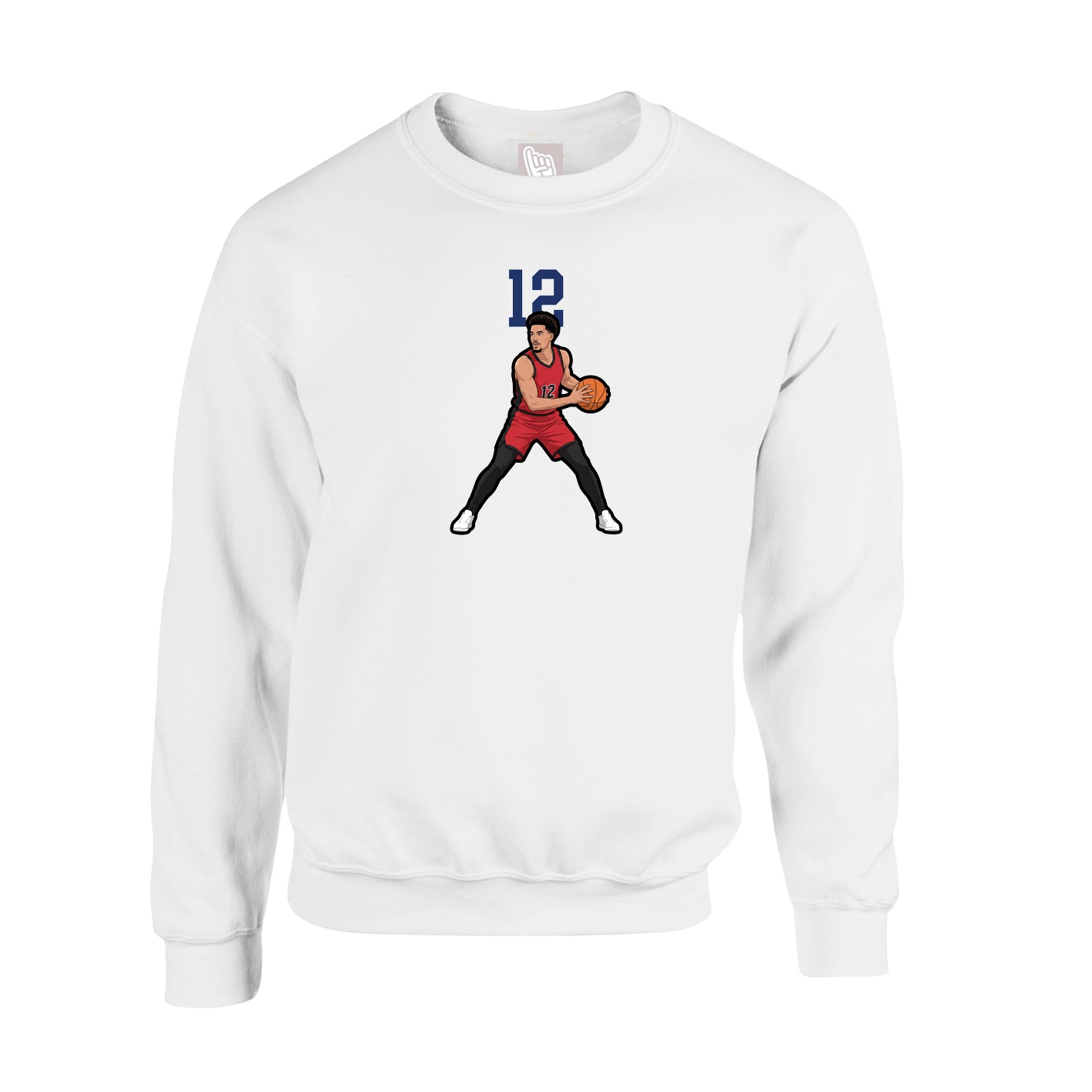 Fleece Crew — Number Top in White