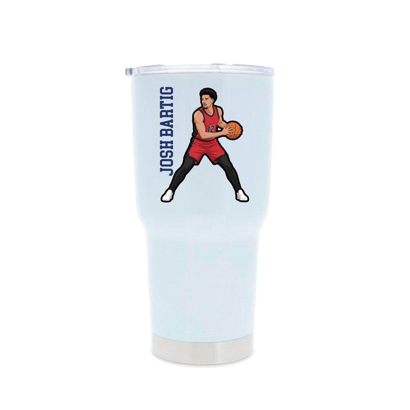30oz Stainless Steel Tumbler — Name Vertical in White